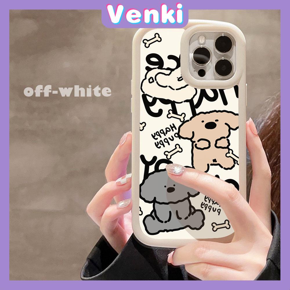 VENKI - Untuk iPhone 11 iPhone Case Matte Blister Soft Case Hitam Beige Shockproof Protection Camera Cute Puppy Kompatibel dengan iPhone14 13 Pro max 12 Pro Max xr xs max 7Plus 8Plus