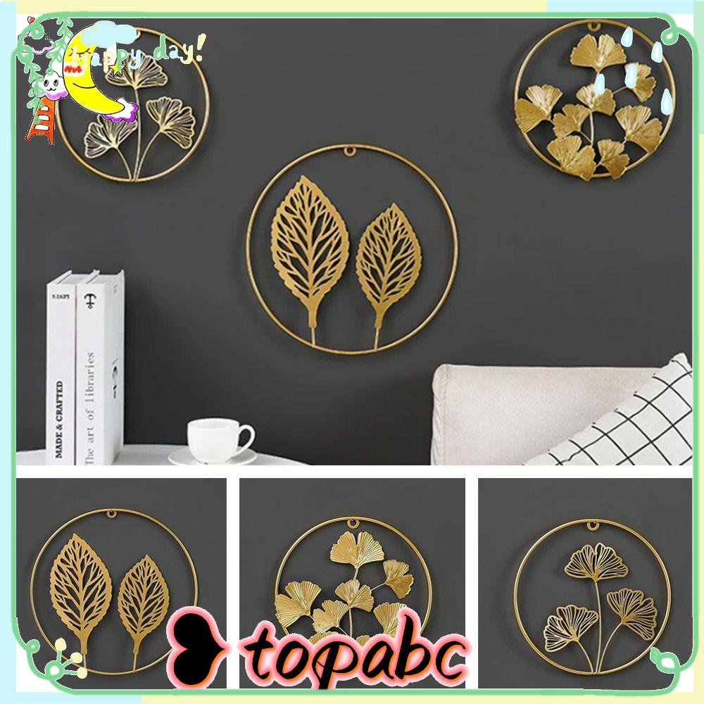 TOP Emas Palm Mural Art Mewah Ornamen Hiasan Dinding Liontin Ginkgo Daun