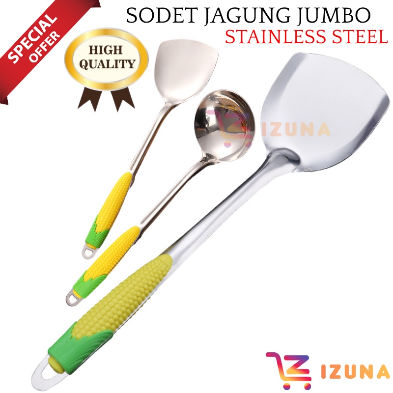 [IZUNA] SODET STAINLESS GAGANG MOTIF JAGUNG / SPATULA STAINLESS / SUTIL SODET STAINLESS JAGUNG / SODET SPATULA STAINLESS