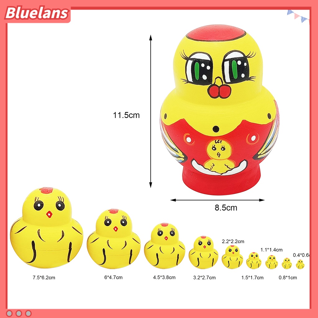 [BLS]1 Set Boneka Bersarang Indah Desain Hewan Sepuluh Lapis Kartun Anak Ayam Matrioska Mainan Untuk Anak