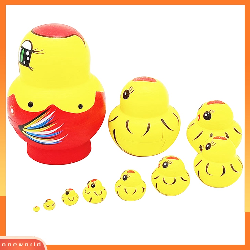 [ONE] 1set Boneka Bersarang Indah Desain Hewan Sepuluh Lapis Kartun Anak Ayam Matrioska Mainan Untuk Anak