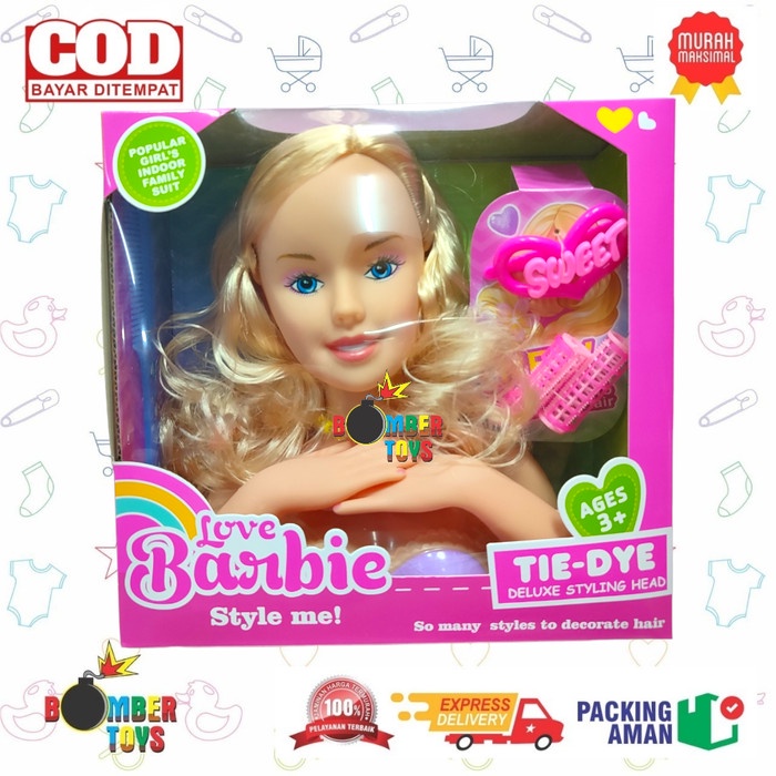 MAINAN ANAK MAKEUP MUKA BONEKA KEPALA BERBIE BEAUTIFUL SET JEPITAN RAMBUT SWEET MAINAN ANAK PEREMPUAN