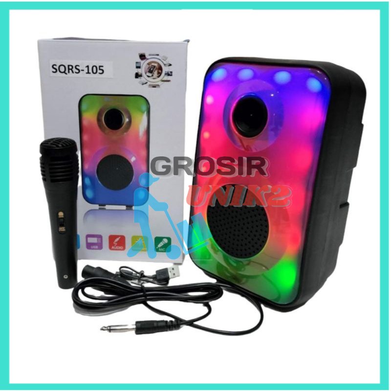 SPEAKER SQRS HL-105 SPEAKER BLUETOOTH SPEAKER MIC KARAOKE WARNA WARNI GROEIS
