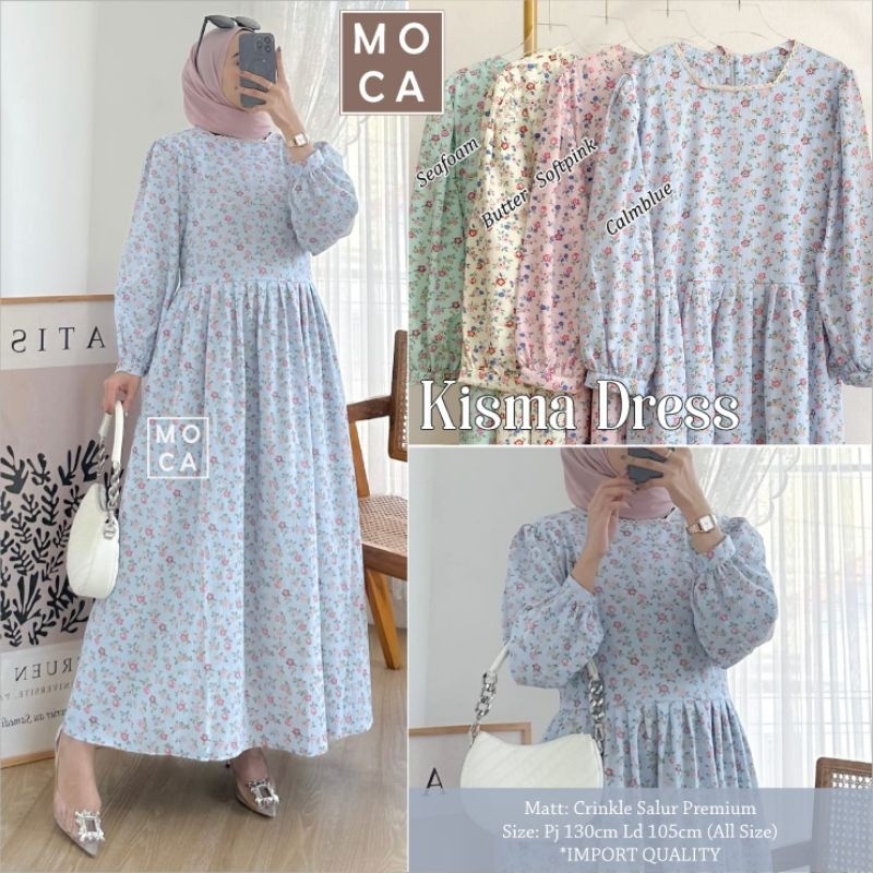 KISMA DRESS ORI MOCA | Ld105 Crinkle Salur Premium