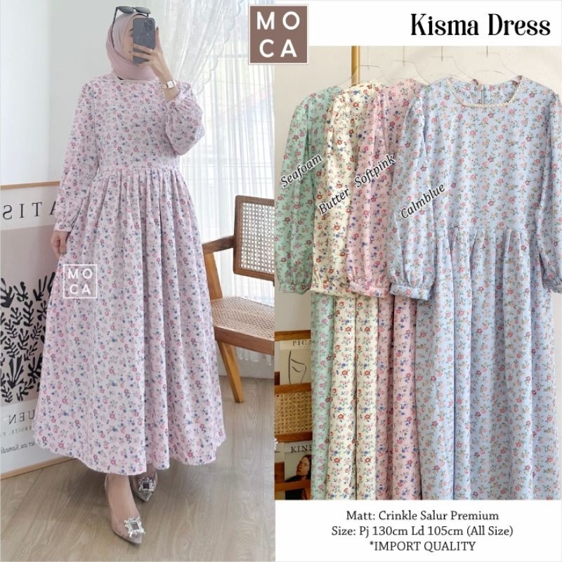 KISMA DRESS ORI MOCA | Ld105 Crinkle Salur Premium