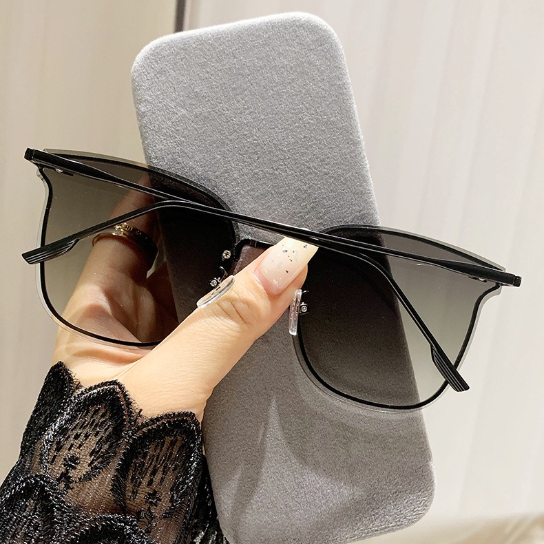 Frameless Cut Edge Sunglasses Kacamata Hitam Anti Ultraviolet Persegi Besar