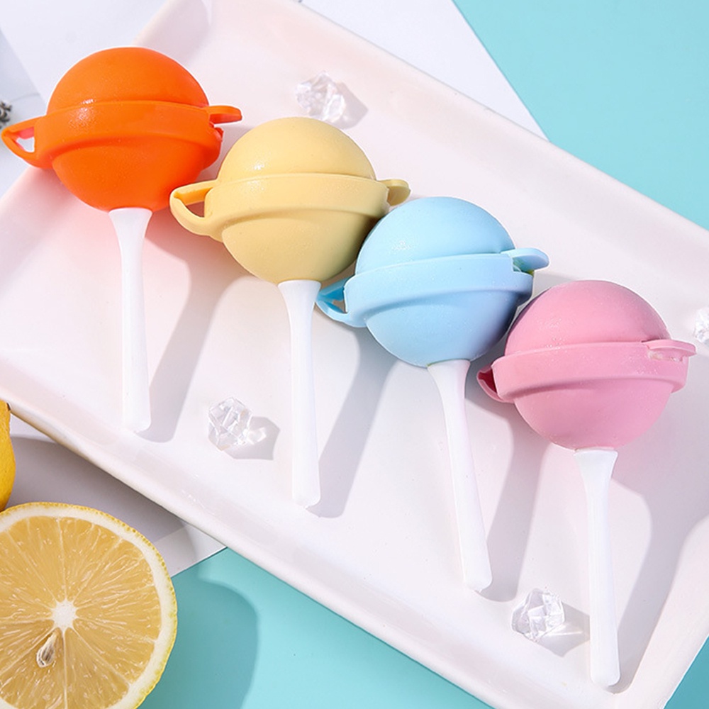 Cetakan Es Loli Bola Silikon Kreatif/Cetakan Es Loli Jus Es Hoki Rumah Batu Beku/Musim Panas DIY Pembuat Es Krim Buatan Sendiri/Easy Release Lolipop Ice Popsicle Ball Mould/