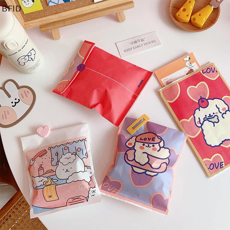 [BFID] 5pcs Kantong Kraft Lucu Kartun Paper Storage Bag Gift Packing Candy Jewelry Storage Bags Perlengkapan Pembungkus Pesta [ID]