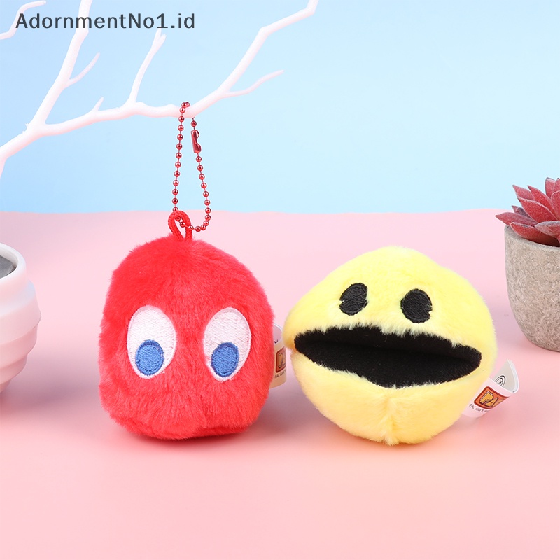 [AdornmentNo1] Kawaii PacMan mewah gantungan kunci lucu ransel liontin boneka Anime lembut Plushie mobil KeyRing tas aksesori untuk mainan anak hadiah