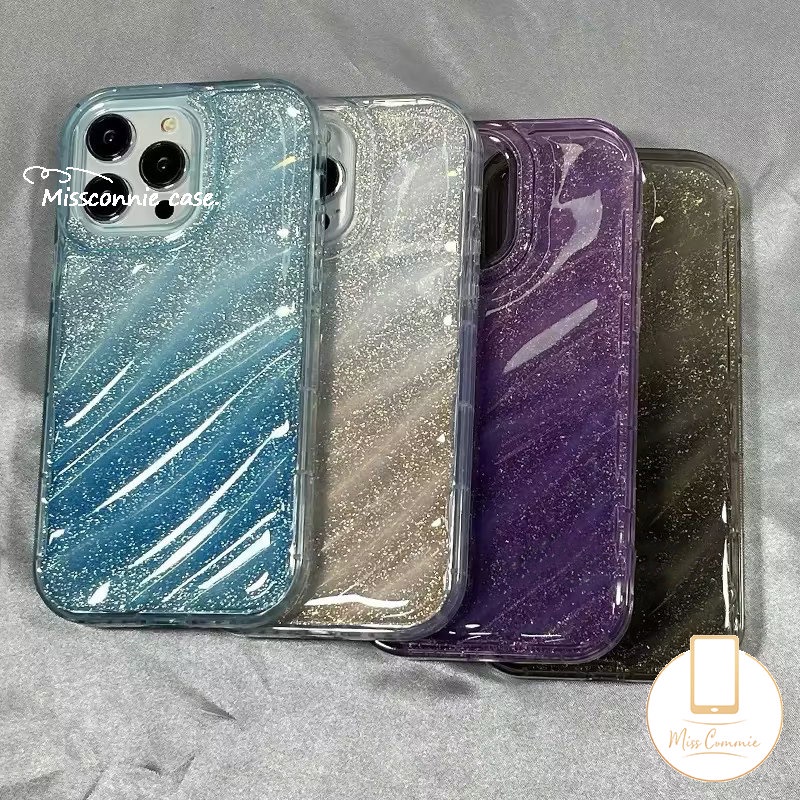 Casing Langit Berbintang Fantasi Kompatibel Untuk IPhone 7 8 6S 6 Plus 11 13 12 14 Pro MAX XR 7Plus X XS MAX SE 2020 Pola Korugasi Stereo Pola Gradien Mewah Warna Kartu Laser Penutup Lembut