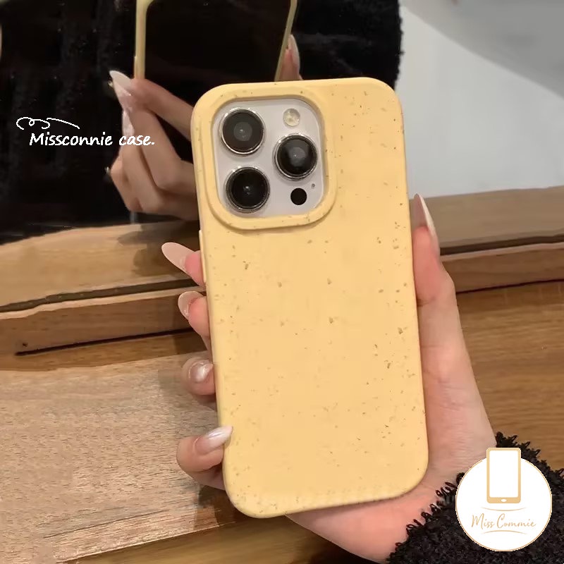 Casing Compatible For IPhone 11 14 13 12 Pro Max 7 6 6S 8 Plus XR X XS MAX 7Plus SE 2020 Ins Luxury Straw Texture Simple Solid Color Soft Tpu Degradable Case Cover