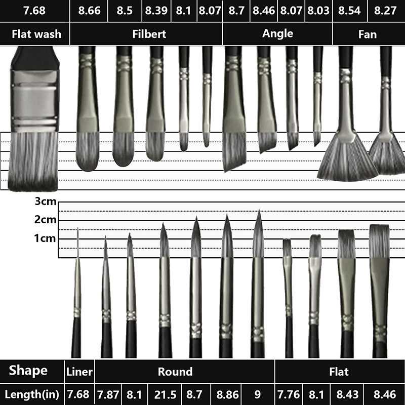 24PCS Set Kuas Lukis Melukis Cat Air Minyak Nylon Paint Brush 24 PCS Lengkap