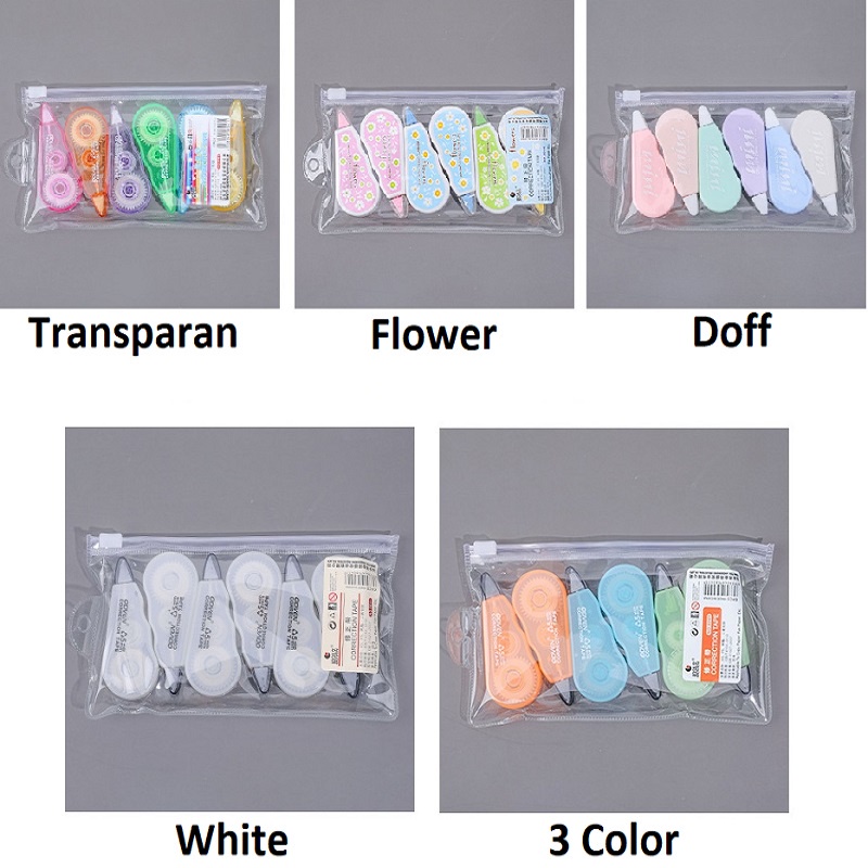 Correction Tape Set Candy Transparan / Pita Koreksi (6pcs)