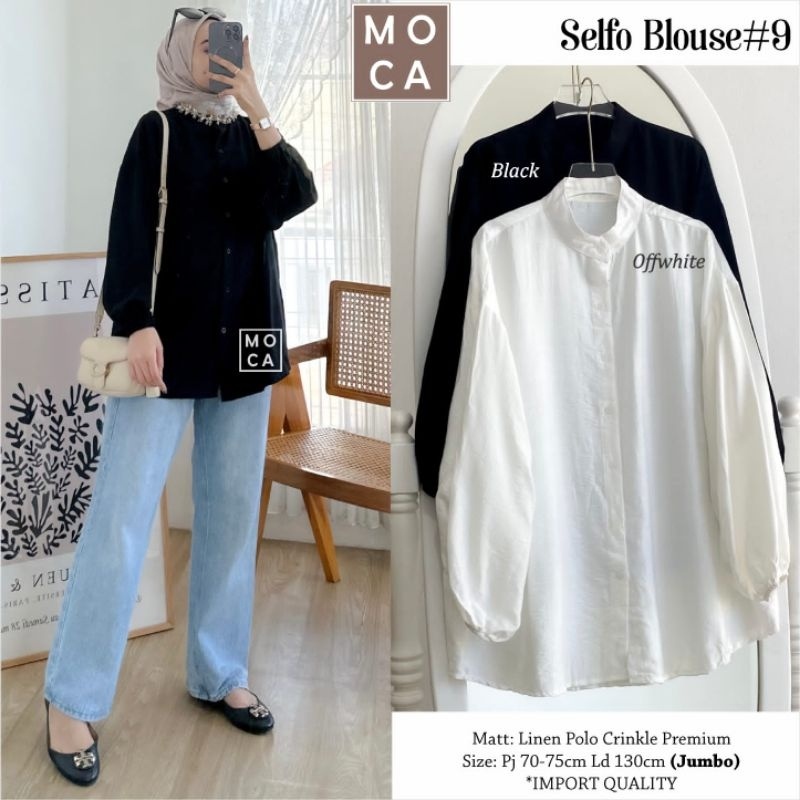 SELFO BLOUSE #9 Jumbo ORI MOCA | Ld130 Linen Polo Crinkle Premium