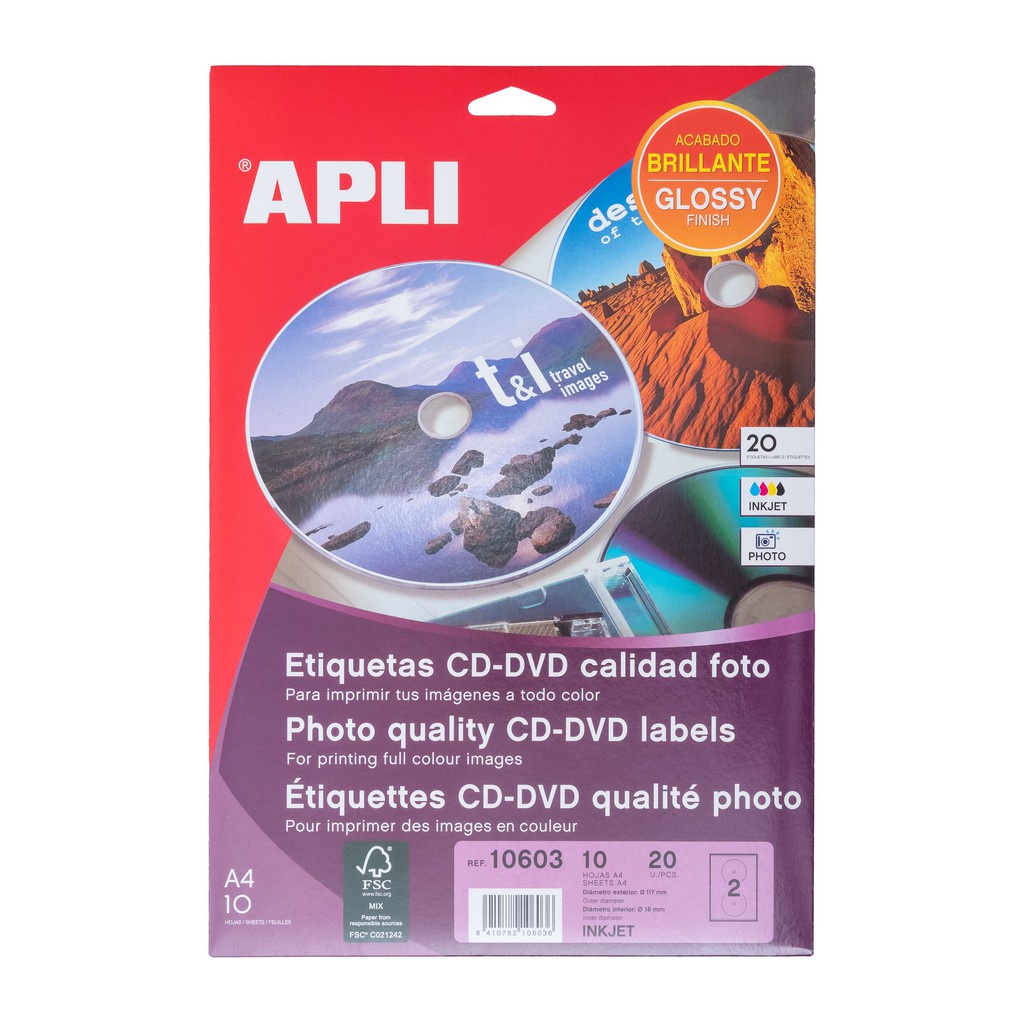 

[Artomas] APLI Label Glossy Permanent Mega CD/DVD 20 unit #10293