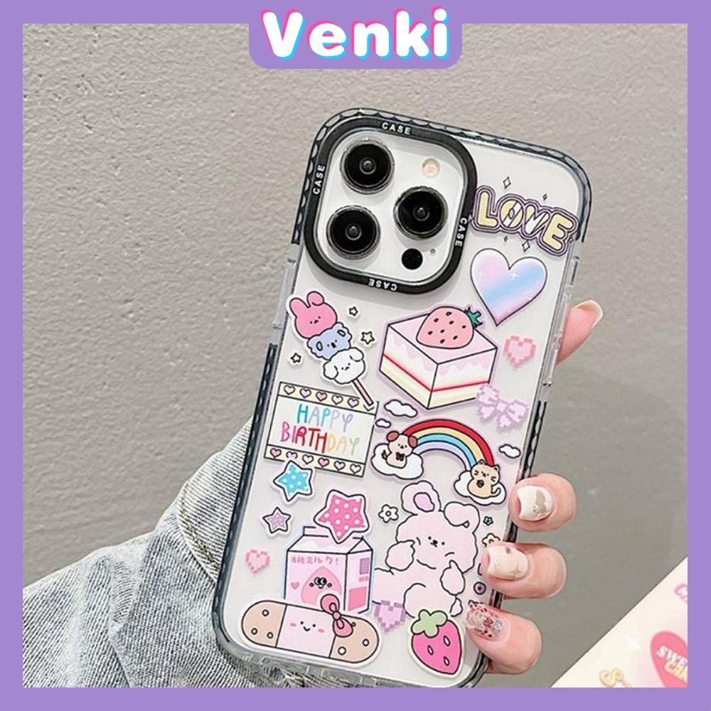 Venki - Case iPhone 11 iPhone Case Soft Case Bening Case Tebal Tahan Guncangan Bingkai Kamera Kelinci Pelangi Lucu Kompatibel dengan iPhone 14 Pro Max 13 Pro Max 12 Pro Max 11 Pro Max XR XS 7