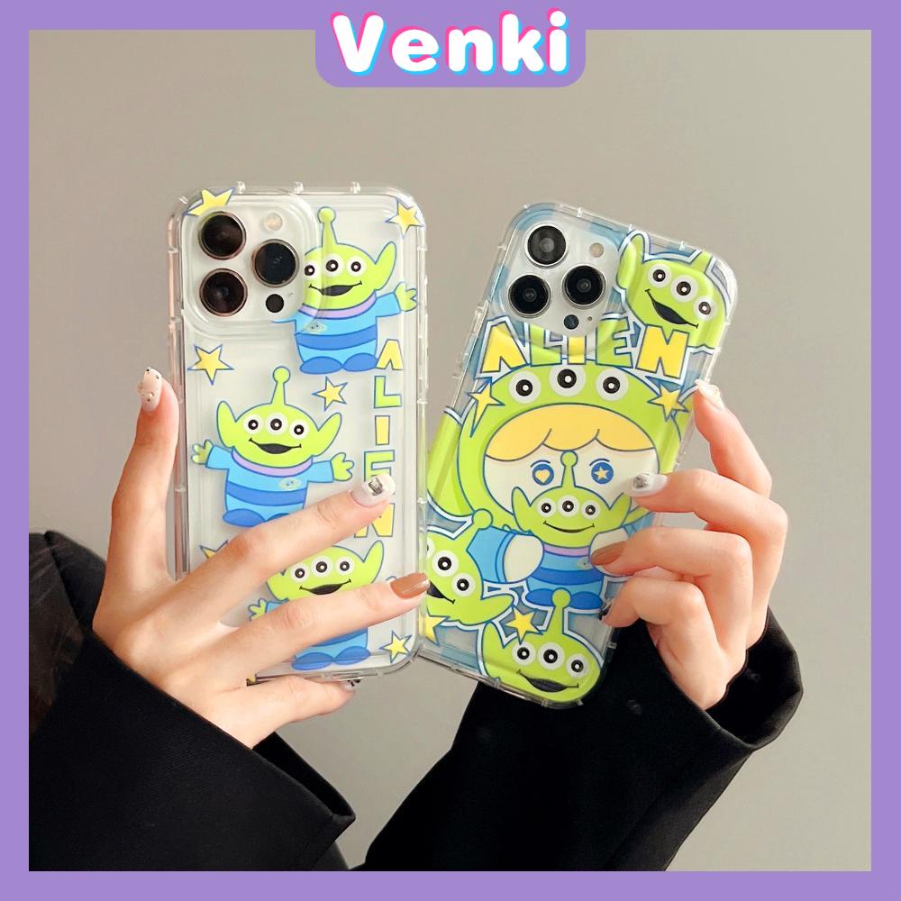 VENKI - Untuk iPhone 11 Case Bening Phone Case TPU Soft Airbag Shockproof Protection Camera Lucu Kartun Hijau Boneka Kompatibel dengan iPhone 14 13 Pro Max iPhone 12 Pro Max XR XS 7 8