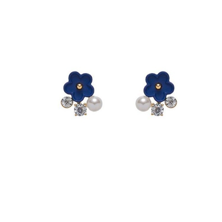 Anting Biru Manis Dan Kompak Dan Klip Telinga Anting Indah Sederhana Dan Elegan Baru