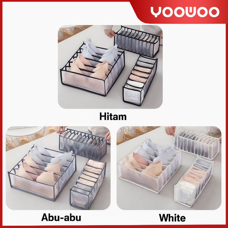 Tempat Penyimpanan 3in1 Underwear Mesh Storage Box Kotak penyimpanan kaus kaki