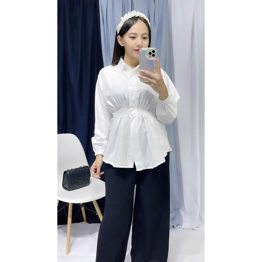 BLOUSE OVERSIZE ZS 777 ATASAN WANITA VINTAGE HIJAB BLUS CEWEK KEMEJA PUTIH LENGAN PANJANG vebby