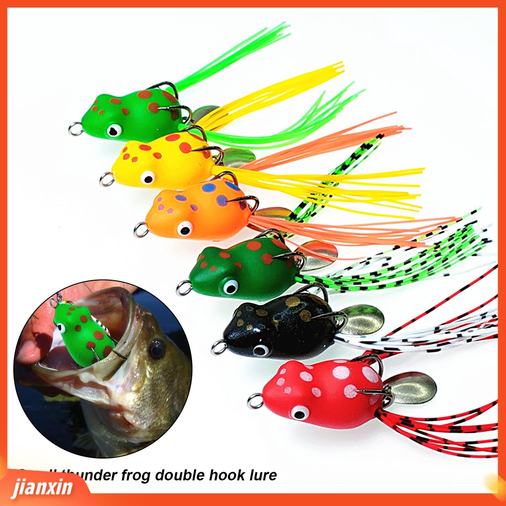 (In Stock) 3 cm Memancing Umpan Spinner Payet Dengan Jumbai Berongga Ganda Kait Simulasi Pengecoran Panjang Buatan PVC Lembut Snakehead Frog Bait Perlengkapan Memancing