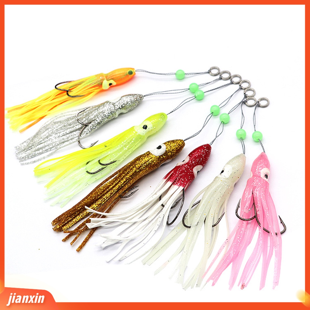 (In Stock) 16cm/8g Silikon Umpan Cumi Tajam Hidup Berenang Kait Ganda Rok Gurita Umpan Alat Pancing