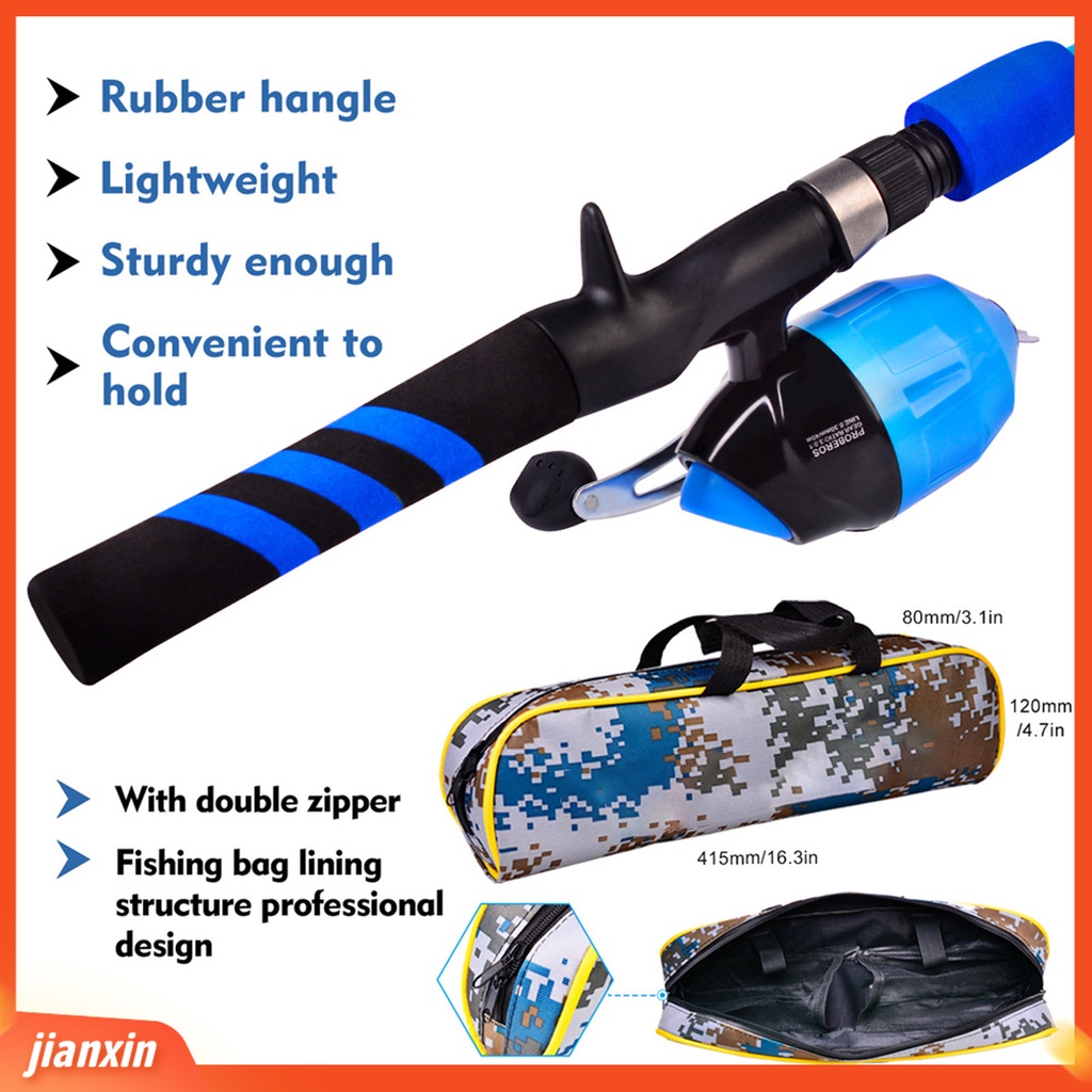 (In Stock) 38Pcs /Set Portable Bagian Pendek Teleskopik Pancing Reels Rod Combo Kit Untuk Anak-Anak