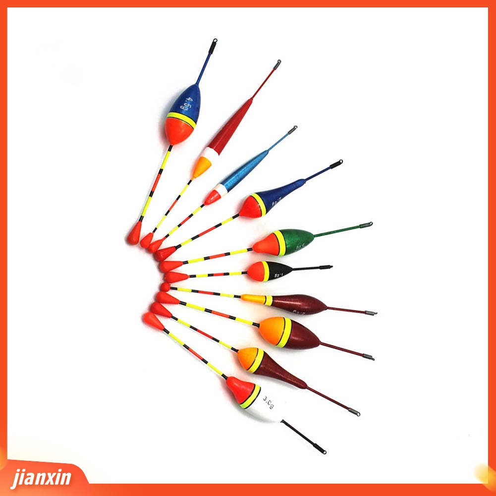 (In Stock) 10Pcs Pelampung Pancing Pelampung Bobber Stick Berfluktuasi Aksesoris Mix Ukuran Warna