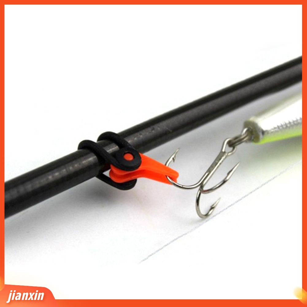 (In Stock) 10Pcs Pengait Tongkat Pancing Adjustable Keeper Lure Umpan Jig Holder Dengan Cincin Karet