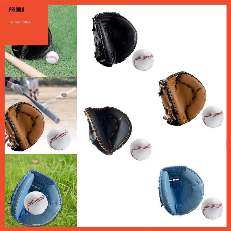 [Predolo] Baseball Catcher Gloves PU with Baseball Ball Teeball Glove Pria Wanita Unisex