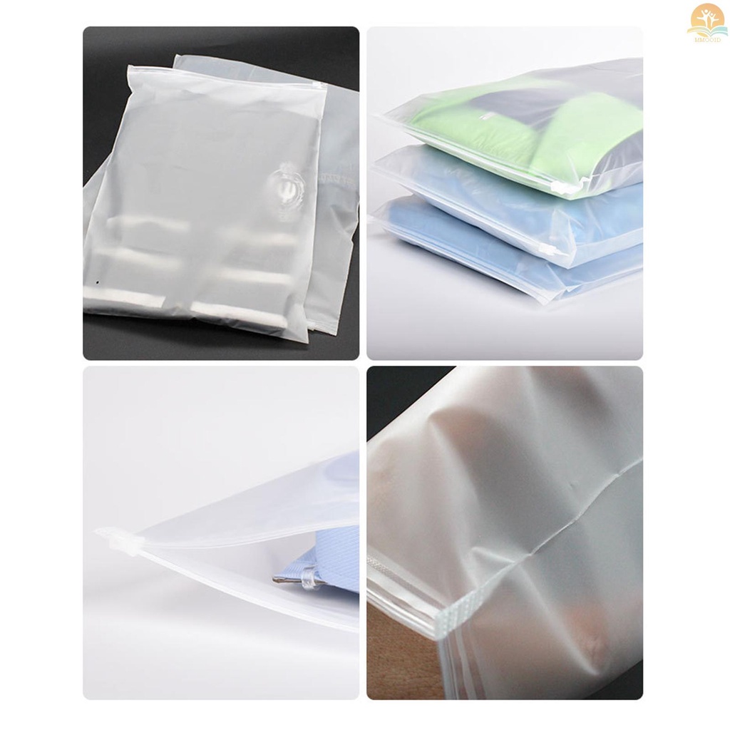 In Stock 50pcs Tas Kemasan Frosted Bag Zipper Plastic Bag Poly Bags Resealable Slider Closure Storage Bag Pouch Untuk T Shirt Pakaian Make up Pengiriman Organizer