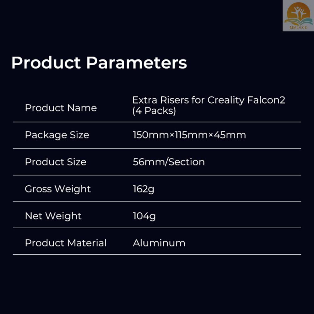 In Stock Creality 4pcs Falcon 2peningkat Tambahan Alumunium Heighten Untuk Mesin Laser Cutter Dan Engraver 56mm Tinggi/Each