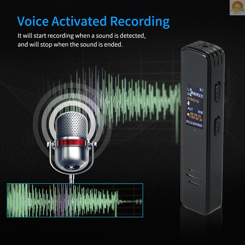 In Stock Bisofice Audio Recorder Mini Digital Voice Activated Recorder 64GB Dictaphone Mendukung Pemutaran Musik MP3/ Rekaman Waktu/ Perlindungan Kata Sandi/A-B Repeat/OTG Function Recharg