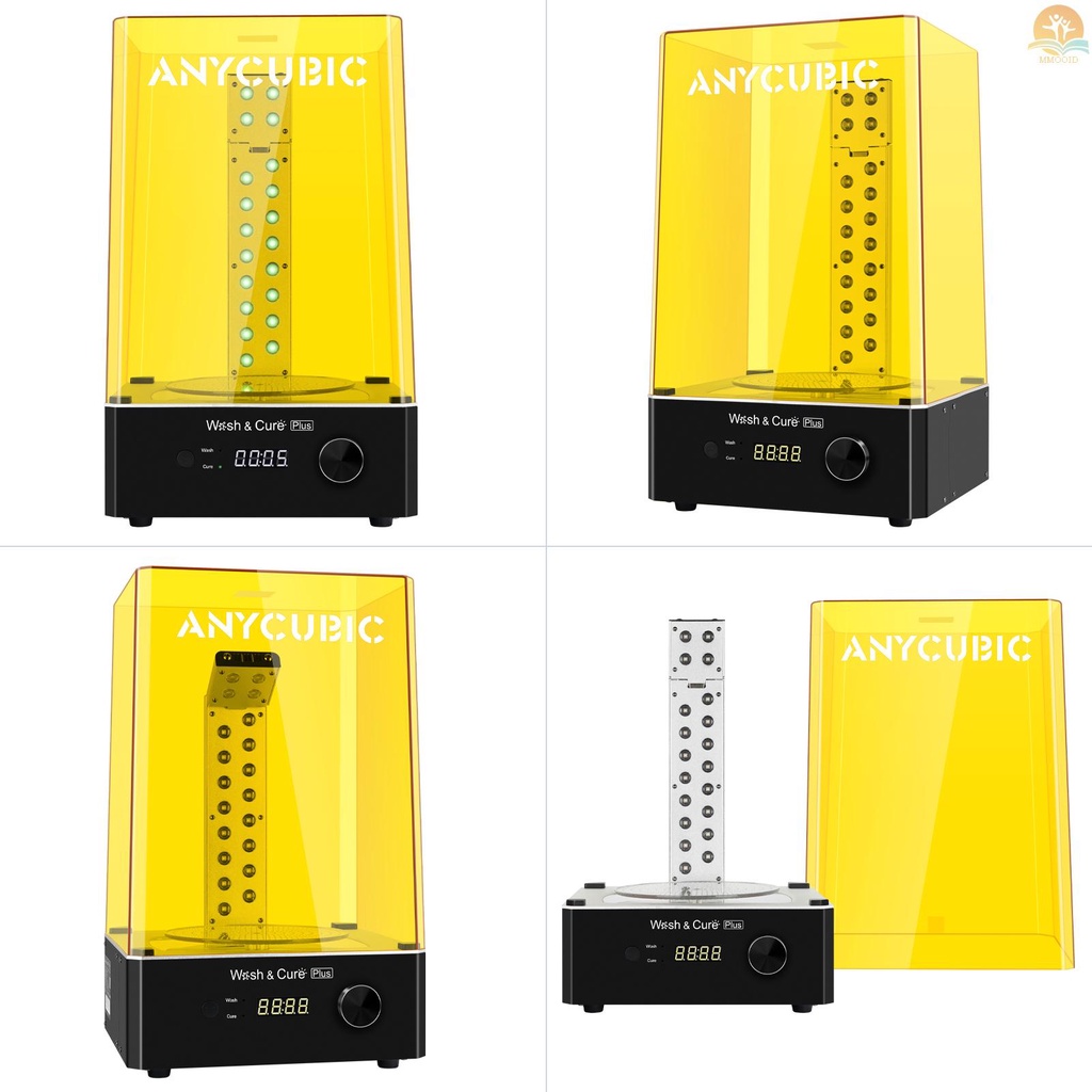 In Stock ANYCUBIC Wash and Cure Plus Washing Curing Mesin 2in1 Dengan Strip Curing Light Berbentuk L &amp; Platform Curing Putar Kompatibel Dengan Mars Pro Photon Mono X LCD 8.9 ''3D Pri