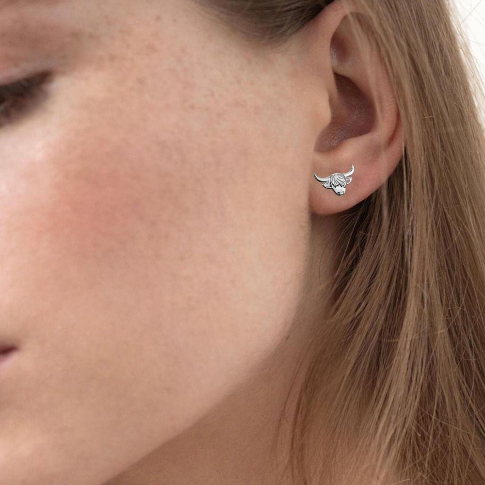 LILY Anting, Handmade Ear studs, Fashion Skotlet Dataran Tinggi Sapi Alloy Retro Stud Earring Untuk Wanita