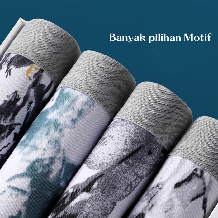 Celana Dalam Boxer Pria Anti Bakteri Premium Underwear Motif Stripe