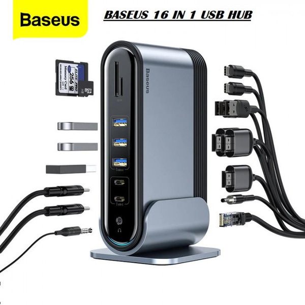 154 BASEUS 16 IN 1 DOCKING STATION HUB USB C TO MULTI HDMI USB 3.0 FOR MAC