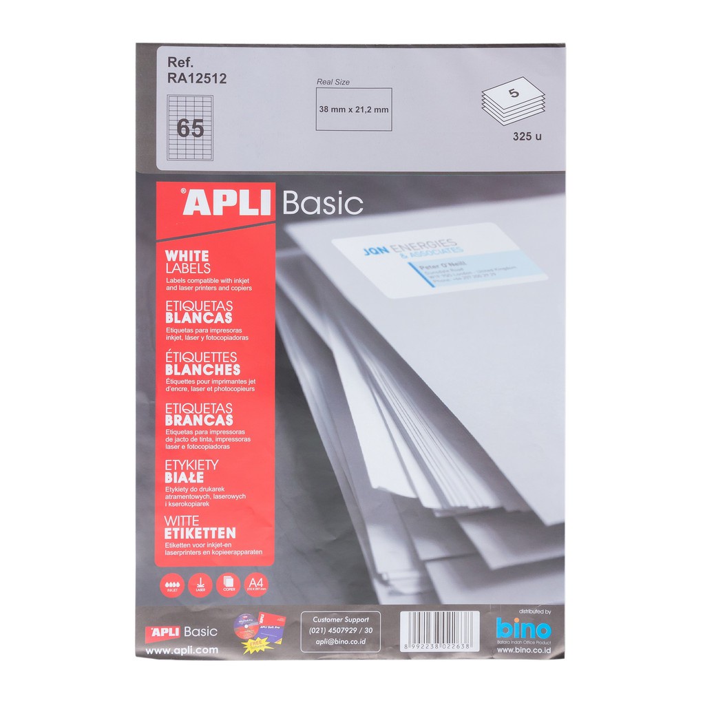 

[Artomas] APLI Label Basic A4 38 X 21,20MM 325 unit (5 Sheets) #RA012512