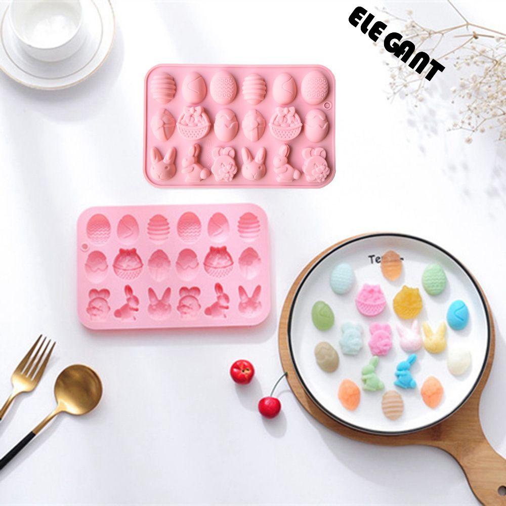 【 ELEGANT 】 Cetakan Sabun Silikon Manual Dekorasi Liburan Paskah Kelinci Berwarna Egg Chocolate Cake Mold