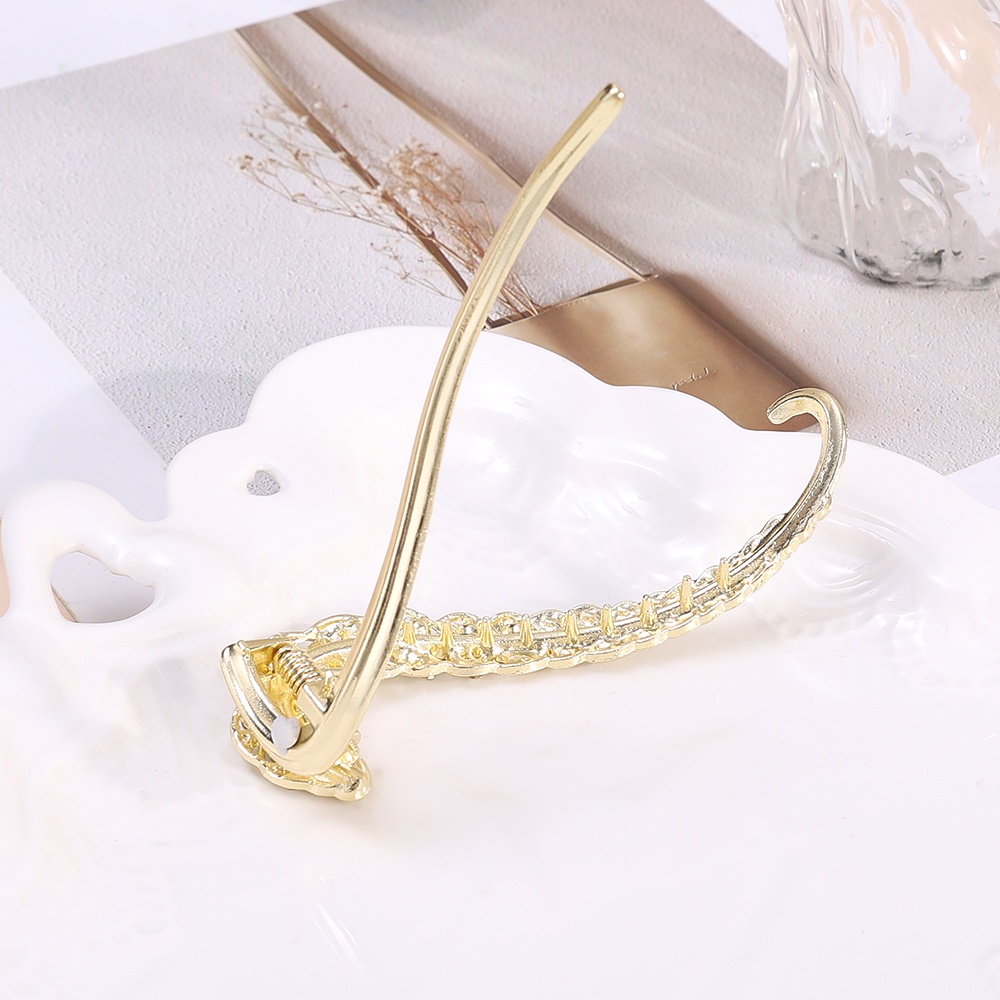 Elegan Wanita Besar Rambut Pin Pesta Pernikahan Halus Ponytail Holder Twist Clip Alloy Hiasan Kepala Hadiah Aksesoris Rambut Korea INS Style Populer Berlian Imitasi Mengkilap Gandum Jepit Rambut