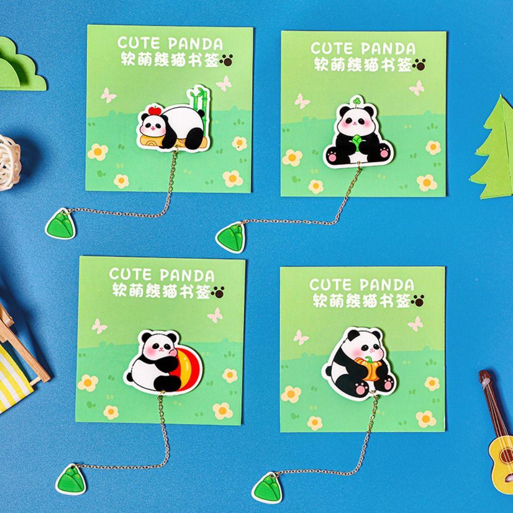 LANFY 3pcs Penanda Halaman Buku Panda, Klip Buku Rumbai Liontin Bookmark, Kawaii Pagination Mark Arcylic Book Paginator Reading Bookmark Untuk Pelajar