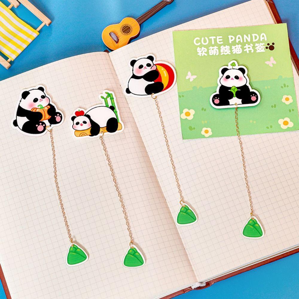 LANFY 3pcs Penanda Halaman Buku Panda, Klip Buku Rumbai Liontin Bookmark, Kawaii Pagination Mark Arcylic Book Paginator Reading Bookmark Untuk Pelajar