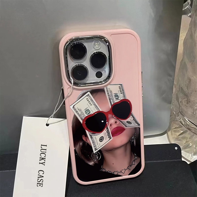 IPHONE Casing Ponsel Silikon Kompatibel Untuk Iphone14 13 12 11 Pro Max XS X Xr8 +7Plus Casing Lembut Gadis Lucu Shockproof Metal Buttons Cover Cell Precticer