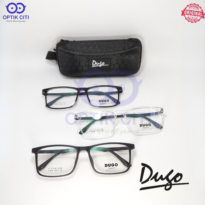 Frame Kacamata Pria Wanita Dugo D-6046 Kotak Ringan Original