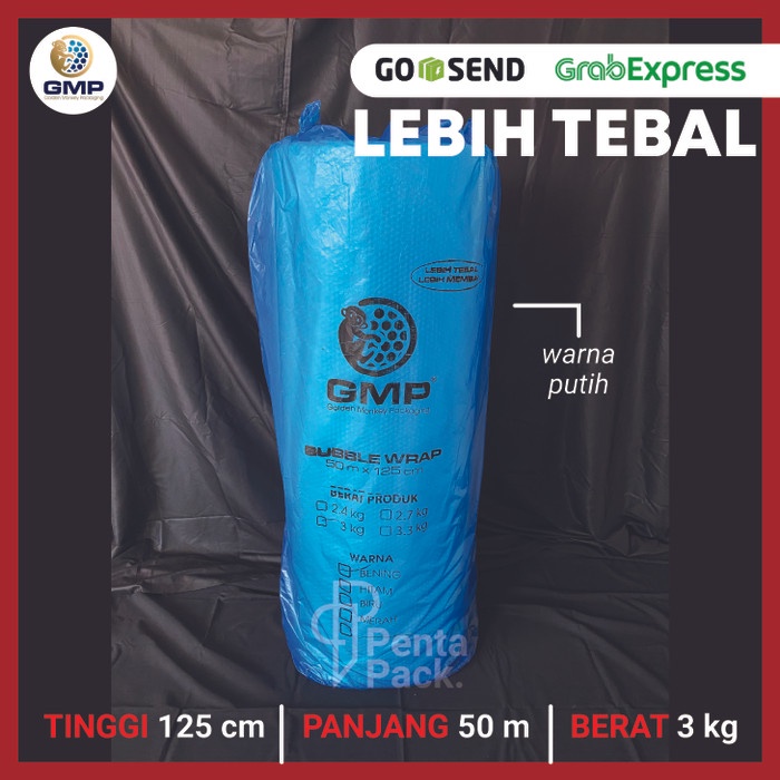 

LEBIH TEBAL Bubble Wrap GMP 125 cm X 50 m Putih/Hitam - Bening