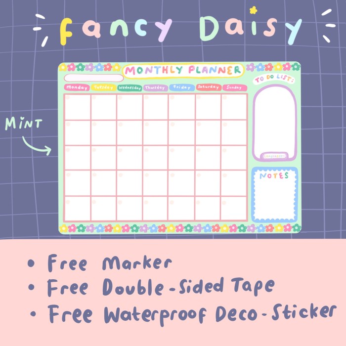 

✨BISA COD✨ -Monthly Planner - Mint