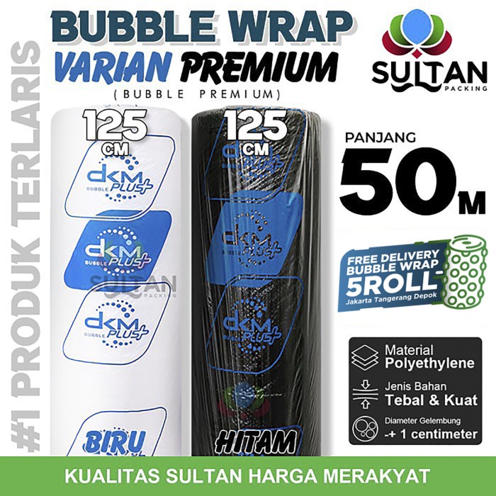 

Bubble Wrap 125cm x 50meter DKM PLUS Bubblewrap /ROLL - Bening , 125cm x 50m