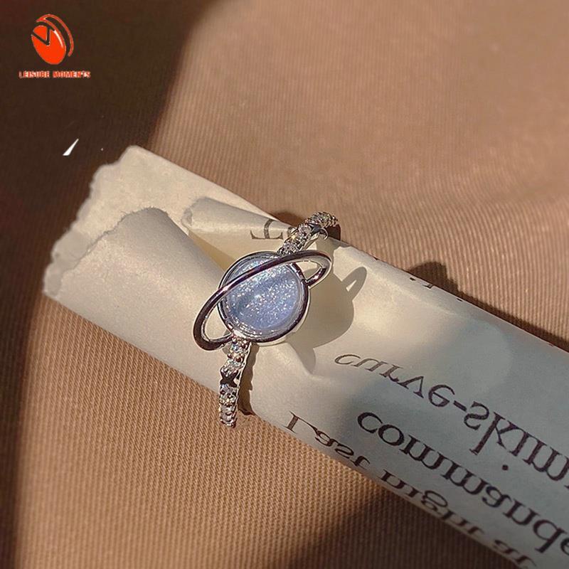 Korea Unik Planet Cincin Perempuan Idaman Moonlight Fashion Bintang Pesta Ulang Tahun Perhiasan Hadiah Aksesoris Gaya Keren Ringan Mewah Serbaguna Rings