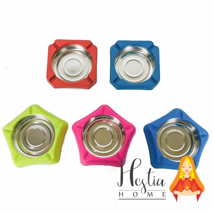 Asbak Rokok Motif Bintang & Persegi Stainless Steel Tebal Warna
