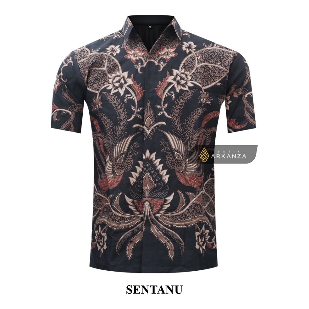 BATIK ARKANZA Motif SENTANU Hem Atasan Kemeja Baju Batik Pria Cowok Laki Laki Slimfit Full Lapis Furing